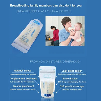 Bolsa de almacenamiento de leche materna para bebés de 250 ml 30 piezas