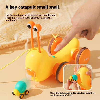 Juguete de cuerda deslizante para niños con forma de caracol para aprender a caminar, carro juguete de remolque