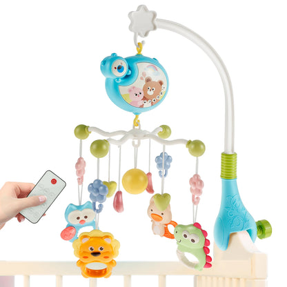 Móvil Musical para cuna de bebé con control remoto y Rotación de 360°