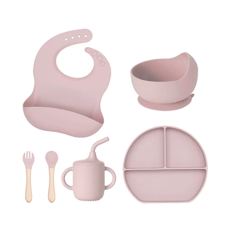 Juego de alimentación de silicona para bebés de 6 piezas,