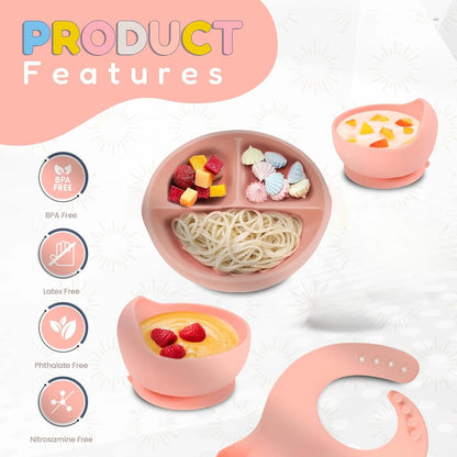 Juego de alimentación de silicona para bebés de 6 piezas,