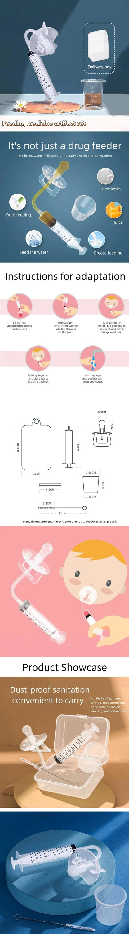 Juego de Jeringa dispensador de medicinas para chupetes de 6 piezas 10 ml