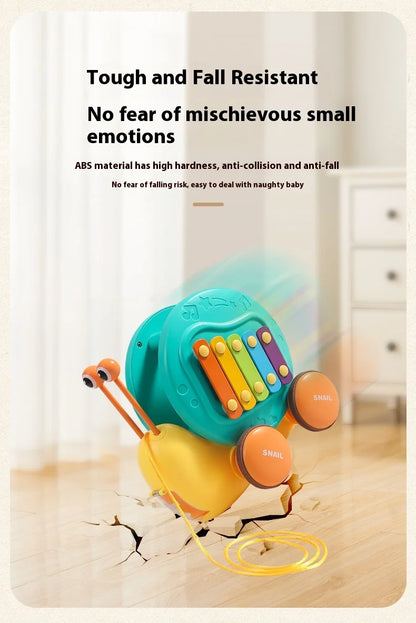 Juguete de cuerda deslizante para niños con forma de caracol para aprender a caminar, carro juguete de remolque