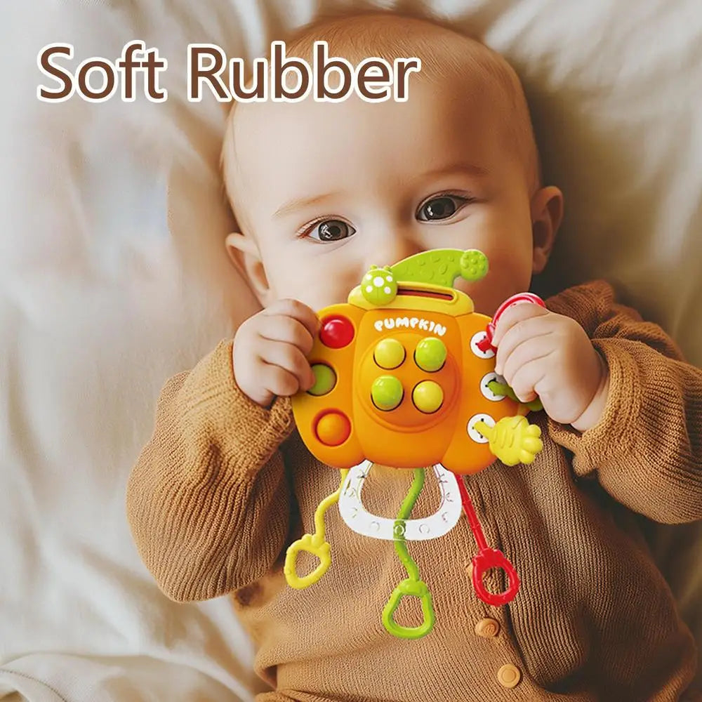 Juguete de arrastre y desarrollo sensorial, juguete de dentición con cuerda para tirar.