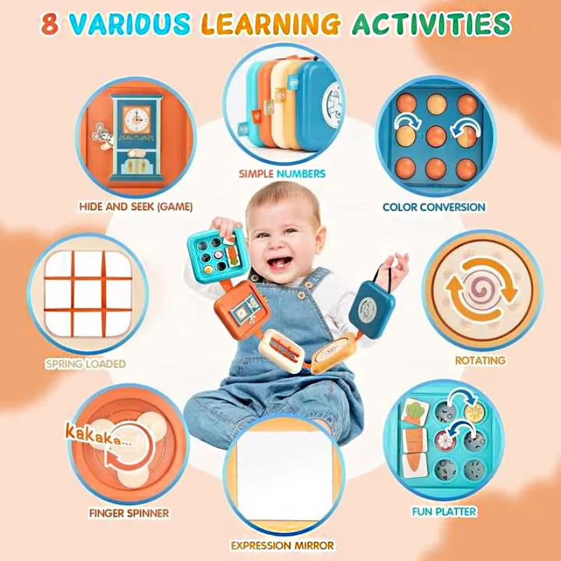 Cubo de actividades para bebés Juguete educativos Montessori 7 en 1. Cubo de actividades para bebés Juguete apilable