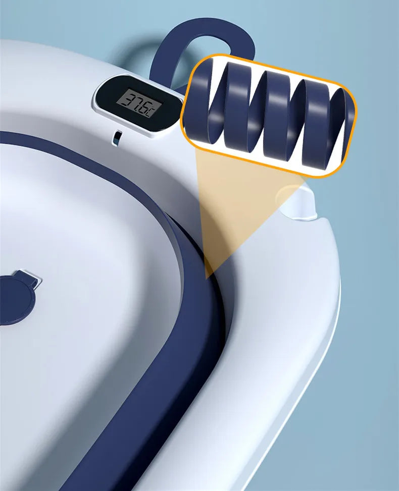 Bañera plegable con sensor de temperatura para bebés, bañera antideslizante