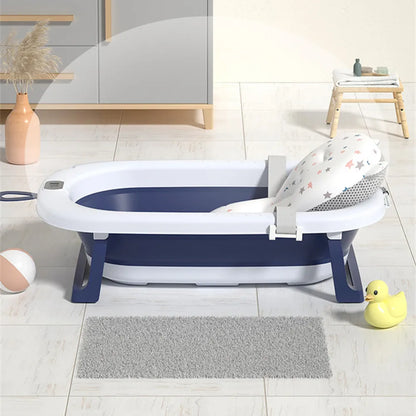 Bañera plegable con sensor de temperatura para bebés, bañera antideslizante