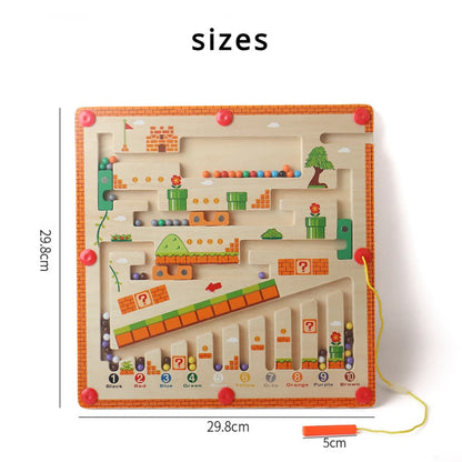 Laberinto magnético de colores y números, rompecabezas de madera, tablero de actividades, aprendizaje, juguetes para niños Montessori