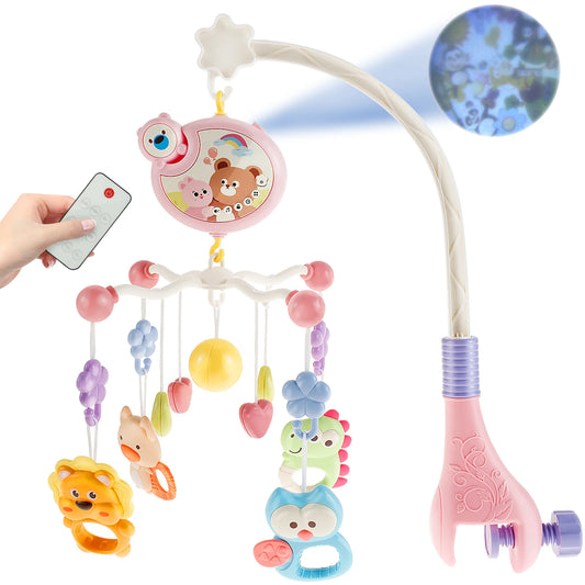 Móvil Musical para cuna de bebé con control remoto y Rotación de 360°