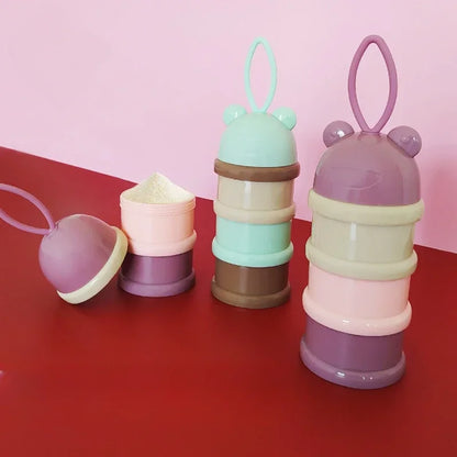Dispensador de leche en polvo portátil giratoria 3 niveles