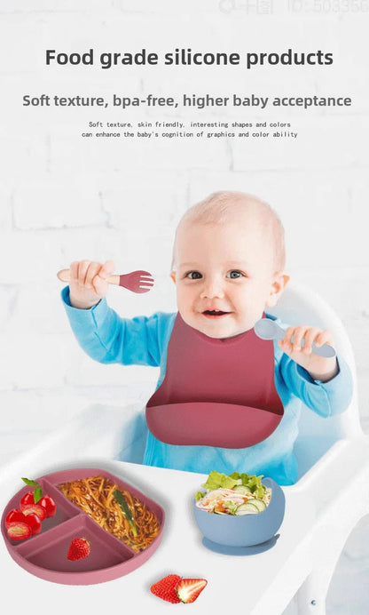 Juego de alimentación de silicona para bebés de 6 piezas,