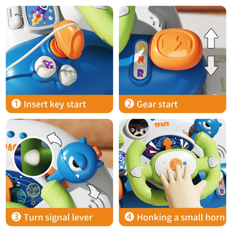 Tablero de actividades electrónico con volante Montessori para bebés
