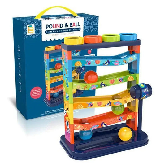 Tobogán de pista colorida, pelota rodante