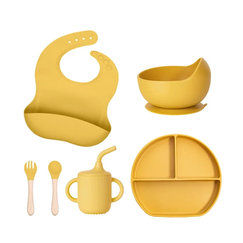 Juego de alimentación de silicona para bebés de 6 piezas,