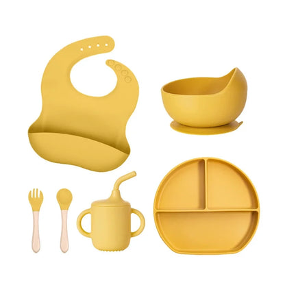 Juego de alimentación de silicona para bebés de 6 piezas,