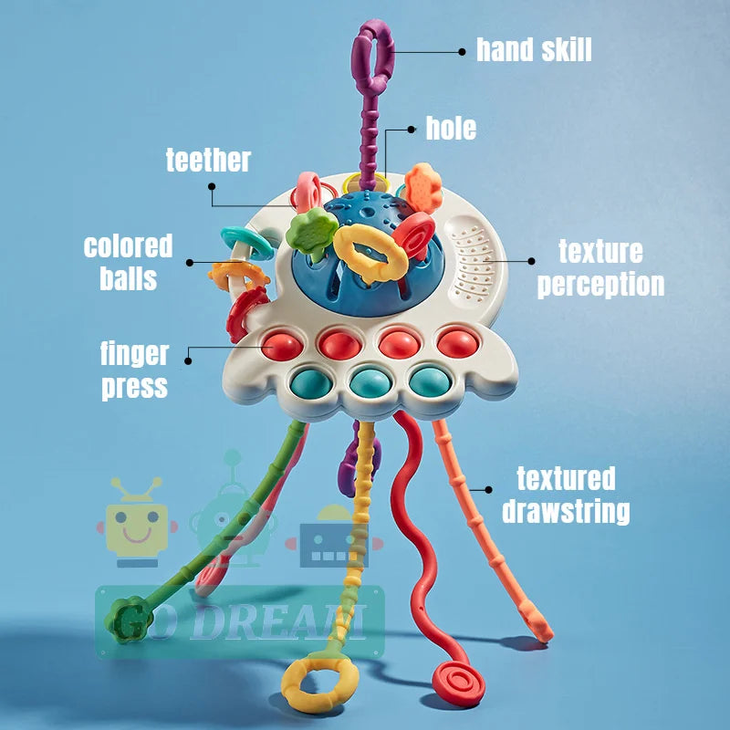 Juguetes Montessori para el desarrollo sensorial, cuerda para tirar