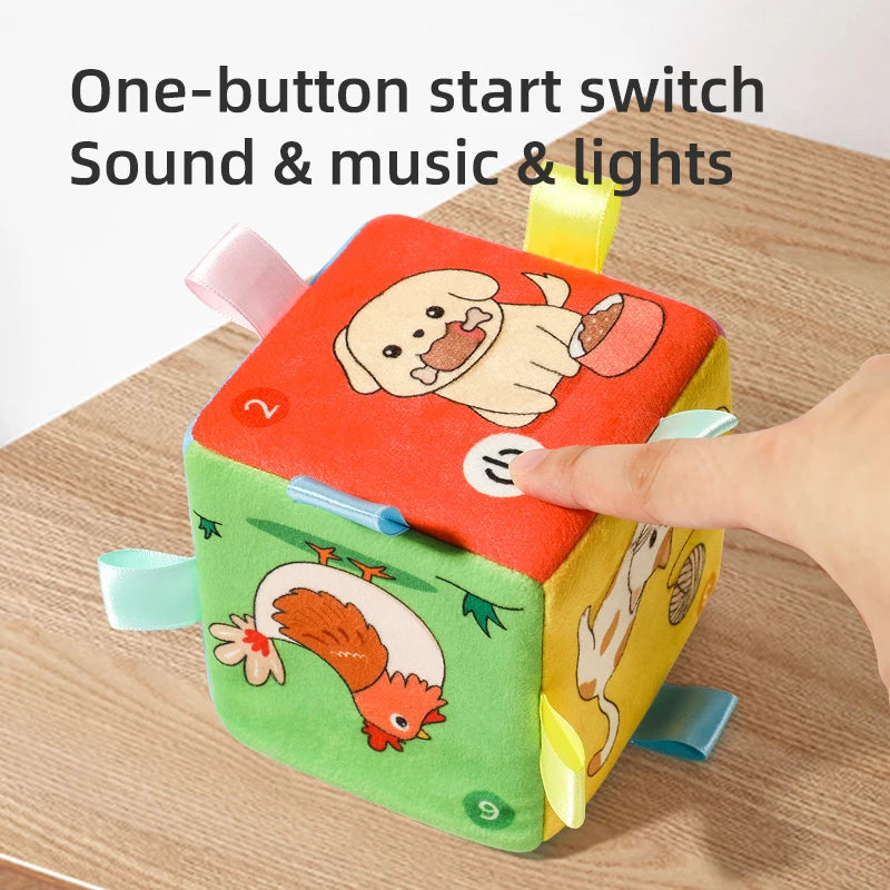 Cubo con luz y música para bebés, juguete educativo con sensor de gravedad, relajante