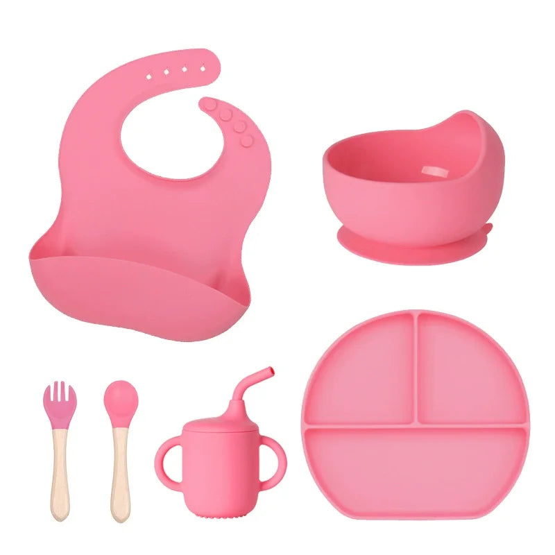 Juego de alimentación de silicona para bebés de 6 piezas,