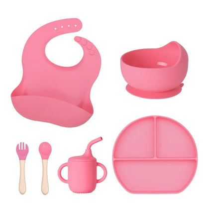 Juego de alimentación de silicona para bebés de 6 piezas,